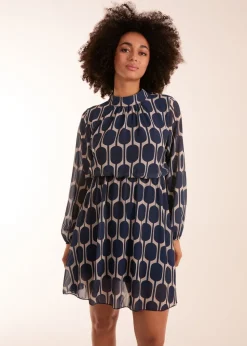 Blue Vanilla Navy Geometric Print Dress