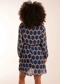Blue Vanilla Navy Geometric Print Dress