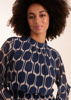 Blue Vanilla Navy Geometric Print Dress