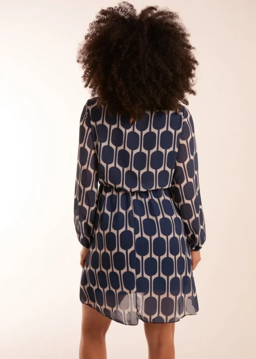 Blue Vanilla Navy Geometric Print Dress