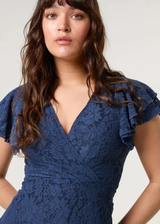 Blue Vanilla Navy Lace Angel Sleeve Dress
