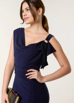 Blue Vanilla Navy Maxi Dress With Metal Detailing