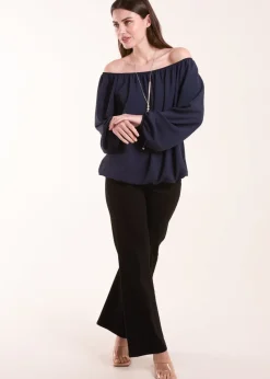Blue Vanilla Navy Necklace Elasticated Top