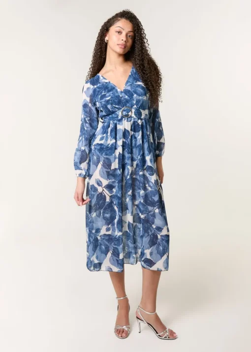 Blue Vanilla Navy Ring Belt Print Dress