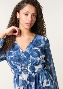 Blue Vanilla Navy Ring Belt Print Dress