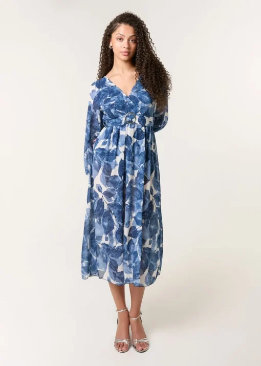 Blue Vanilla Navy Ring Belt Print Dress