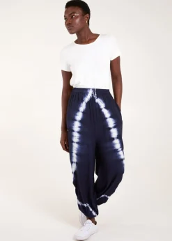 Blue Vanilla Navy Tie Dye Ruched Harem Trousers