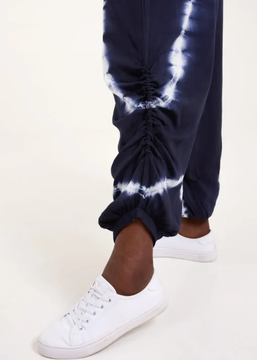 Blue Vanilla Navy Tie Dye Ruched Harem Trousers