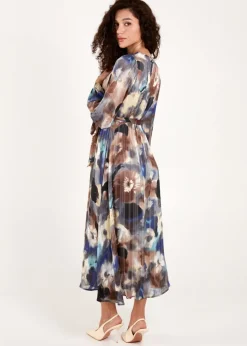 Blue Vanilla Navy Watercolour Wrap Maxi Dress