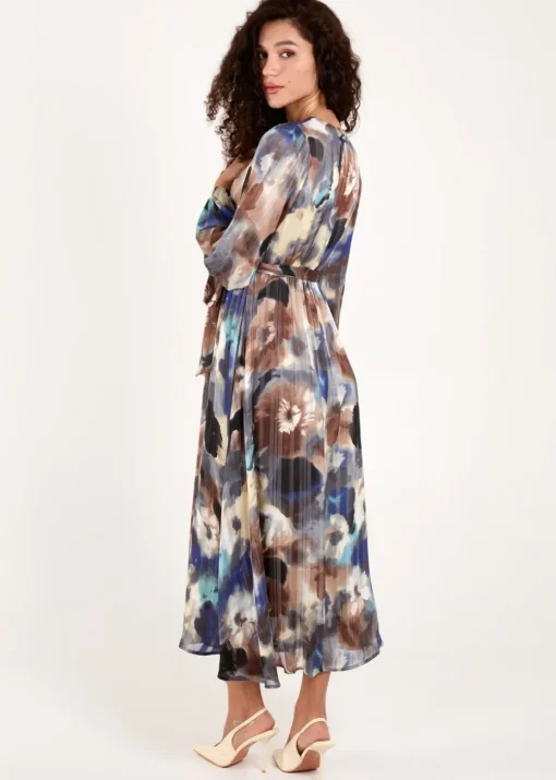 Blue Vanilla Navy Watercolour Wrap Maxi Dress