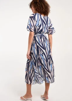 Blue Vanilla Navy Wrap Over Pleat Dress