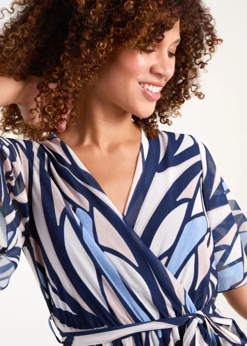 Blue Vanilla Navy Wrap Over Pleat Dress