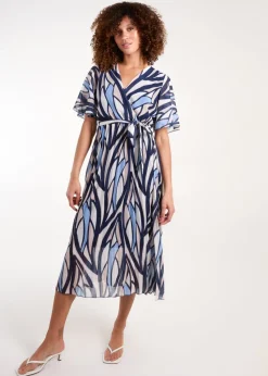 Blue Vanilla Navy Wrap Over Pleat Dress
