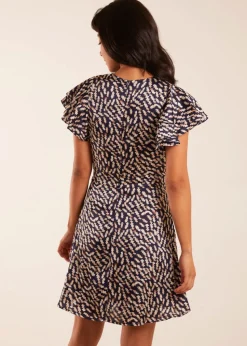 Blue Vanilla Navy Wrap Ruffle Mini Dress