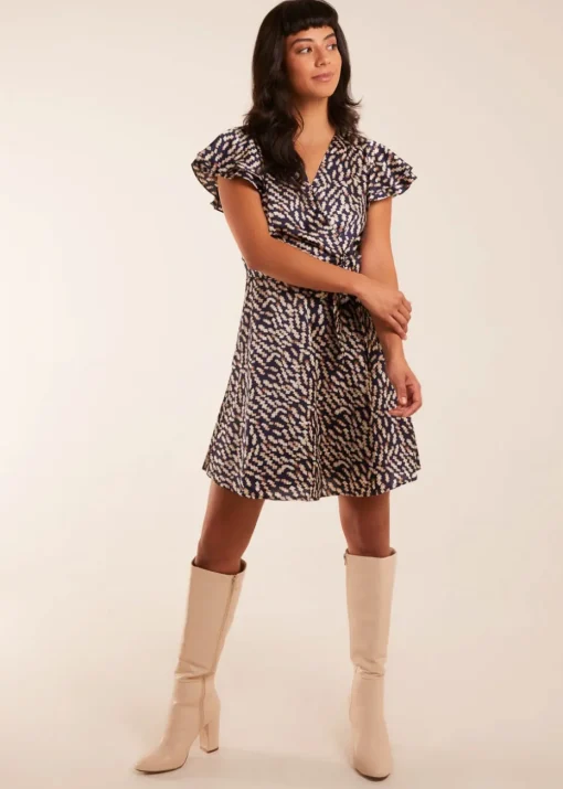 Blue Vanilla Navy Wrap Ruffle Mini Dress