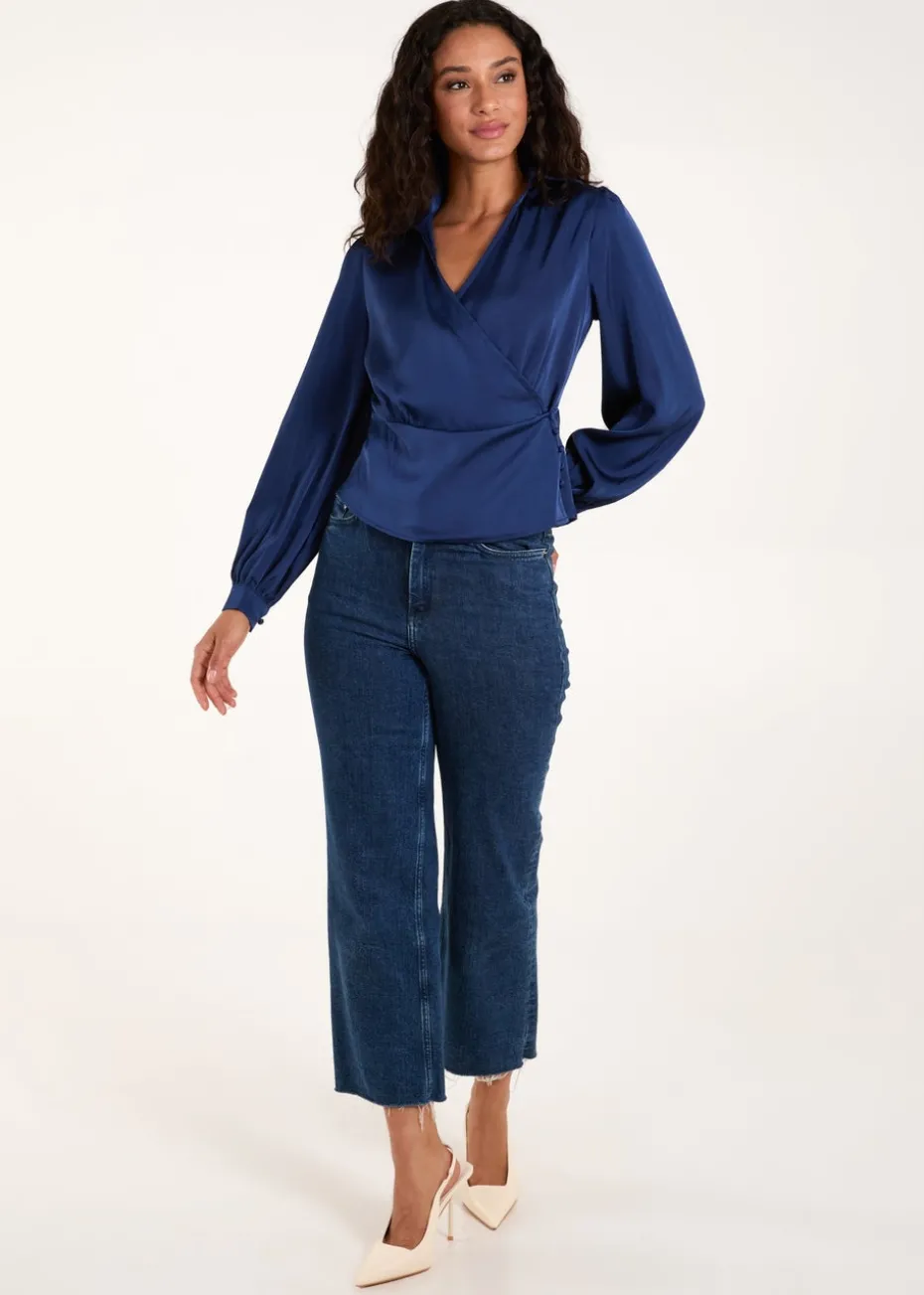 Blue Vanilla Navy Wrap Shirt Top