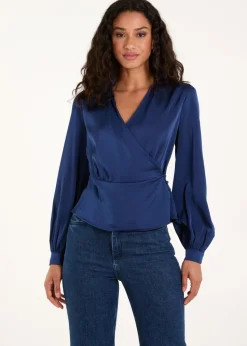 Blue Vanilla Navy Wrap Shirt Top