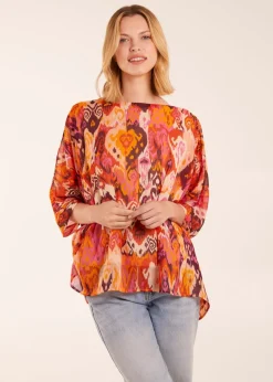 Blue Vanilla Orange Oversized Kimono Top