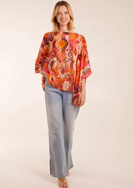 Blue Vanilla Orange Oversized Kimono Top
