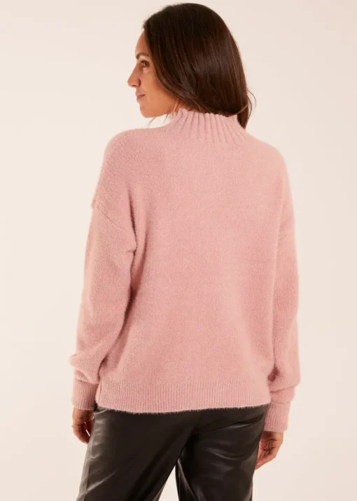 Blue Vanilla Pink Oversized Roll Neck Jumper