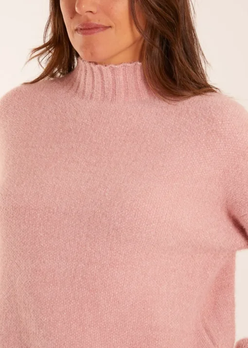 Blue Vanilla Pink Oversized Roll Neck Jumper
