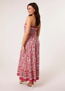 Blue Vanilla Pink Shirred Bust Bandeau Dress