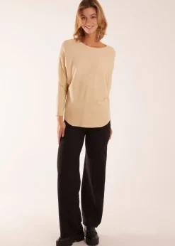 Blue Vanilla Plain Batwing Top