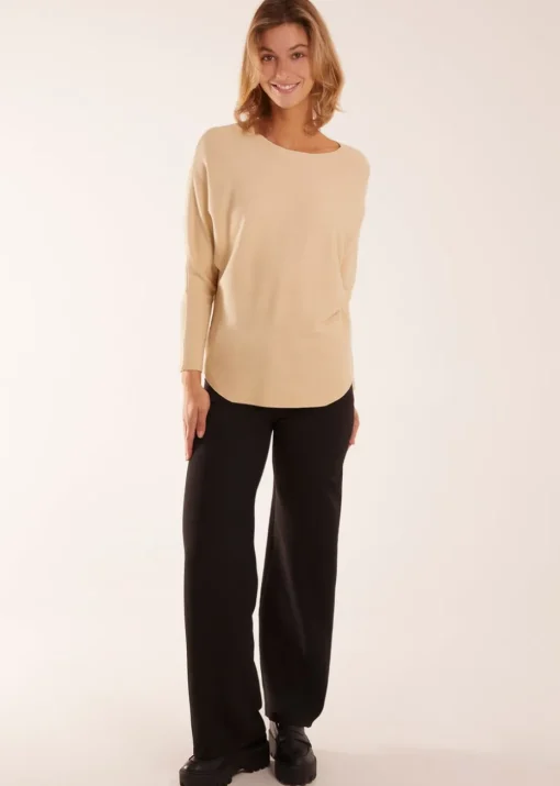 Blue Vanilla Plain Batwing Top
