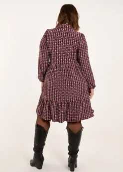 Blue Vanilla Red Curve Button Front Smock Dress