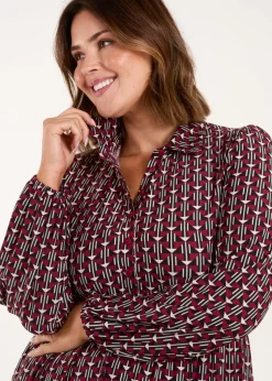 Blue Vanilla Red Curve Button Front Smock Dress