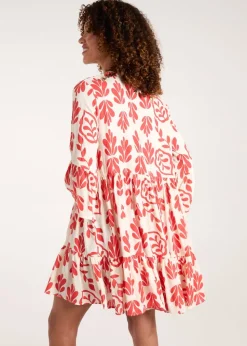 Blue Vanilla Red Tie Front Smock Dress