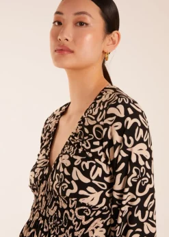 Blue Vanilla Shirring Elastic Sleeve Tier Mini Dress