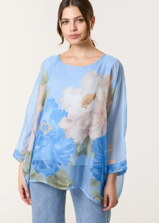 Blue Vanilla Silk Like Floaty Top