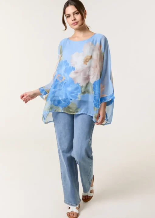 Blue Vanilla Silk Like Floaty Top