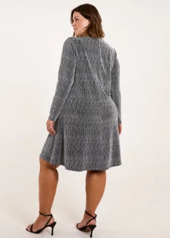 Blue Vanilla Silver Curve Metallic Swing Dress