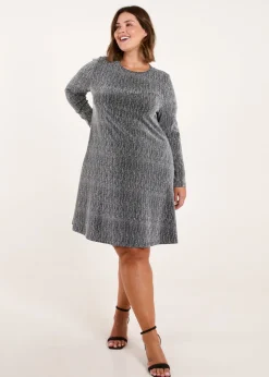 Blue Vanilla Silver Curve Metallic Swing Dress