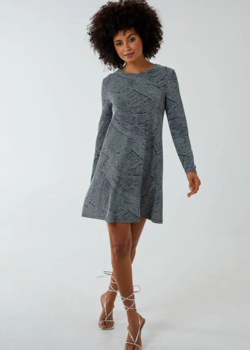 Blue Vanilla Silver Lurex Swing Mini Dress