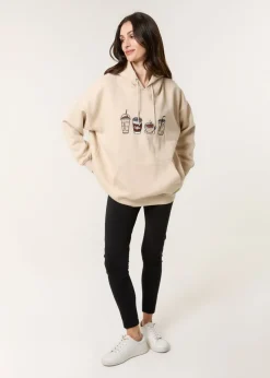 Blue Vanilla Stone Coffee Embroidered Hoodie