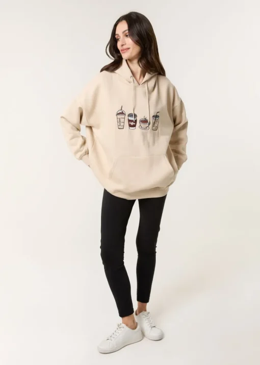 Blue Vanilla Stone Coffee Embroidered Hoodie