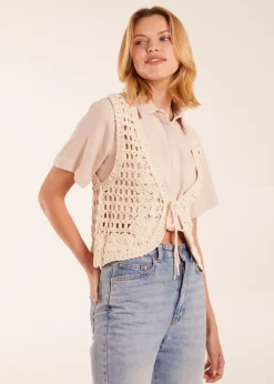 Blue Vanilla Stone Crochet Waistcoat Vest