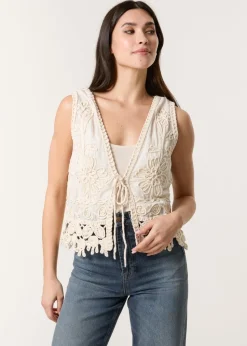 Blue Vanilla Stone Crotchet Tie Front Vest