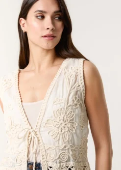 Blue Vanilla Stone Crotchet Tie Front Vest