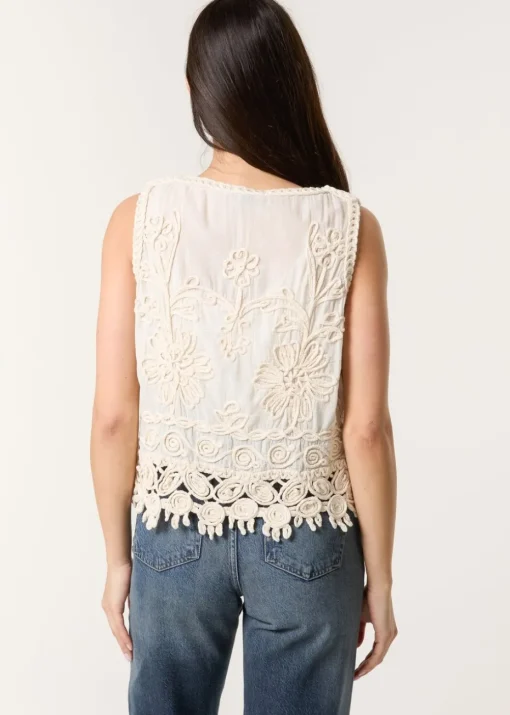 Blue Vanilla Stone Crotchet Tie Front Vest