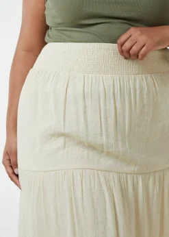 Blue Vanilla Stone Curve Tiered Shirred Maxi Skirt