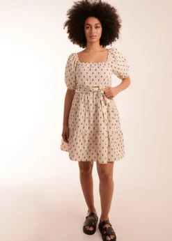 Blue Vanilla Stone Dobby Spot Mini Dress