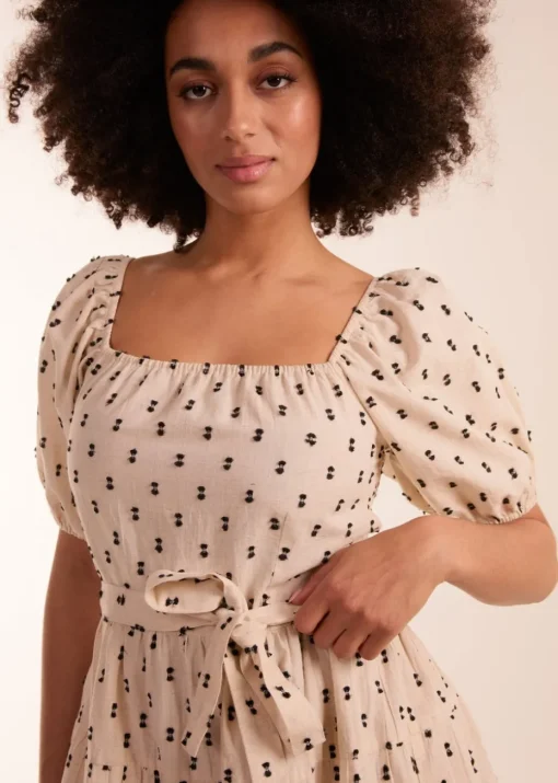 Blue Vanilla Stone Dobby Spot Mini Dress