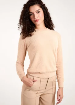 Blue Vanilla Stone Fluffy Knit Scoop Neck Jumper