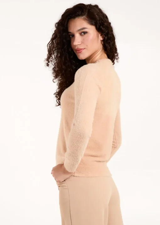 Blue Vanilla Stone Fluffy Knit Scoop Neck Jumper