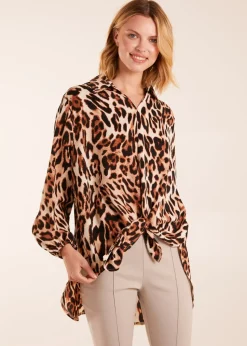 Blue Vanilla Stone Leopard Print Blouse