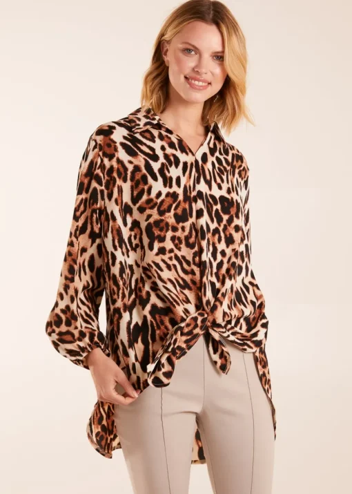 Blue Vanilla Stone Leopard Print Blouse